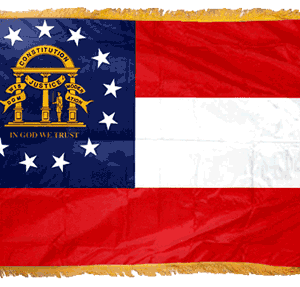 Georgia State Flag - 3x5 Nylon with Pole Hem & Fringe