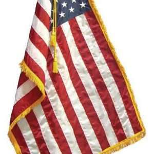 Deluxe U.S. Nylon Indoor/Parade Flag Sets With Oak Poles