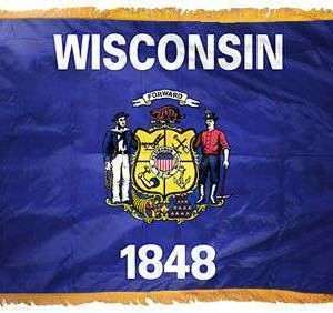 Wisconsin State Flag - 3x5 Nylon with Pole Hem & Fringe