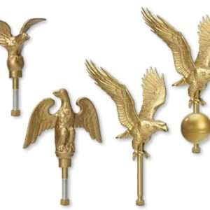 Gold eagle flagpole toppers, various designs and poses.