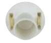 White ceramic door knob with metallic features.