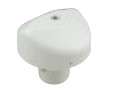 White plastic knob with screw hole