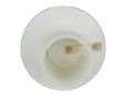 White ceramic knob on white background.