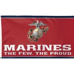 US Marines logo on red banner