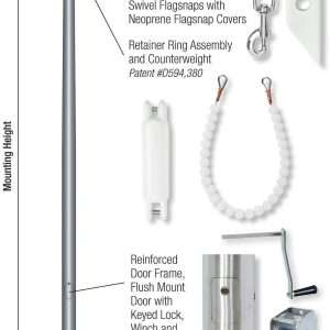 Independence Series Flagpole 20′ to 80′ – Internal Reinforced with Winch – Wire Halyard