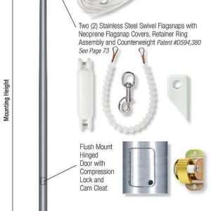 Monarch Series Flagpole 20′ to 40′ – Internal Cam Cleat – Rope Halyard