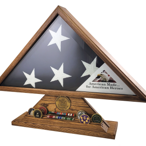 Flag Case, Pedestal & Coin Rack Combo Set - Oak