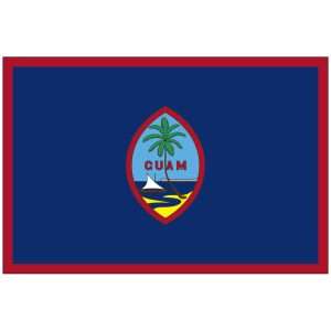 Guam flag with red border, blue field, and seal.