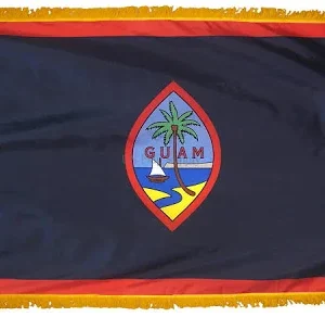 Guam flag with red border and emblem.