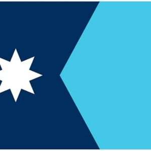 Graphic of star on blue and light blue background.