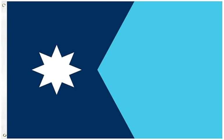 Graphic of star on blue and light blue background.