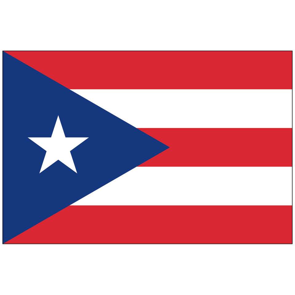 Puerto Rico flag with red stripes and white star.