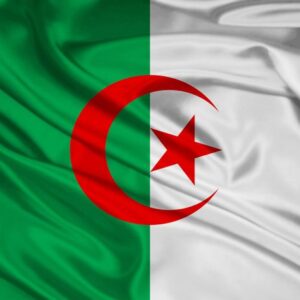 Algeria flag with crescent and star.
