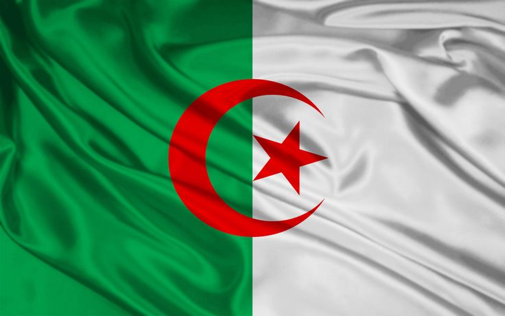 Algeria flag with crescent and star.