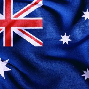 Australian flag with Southern Cross stars and Union Jack.