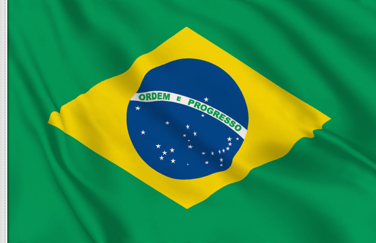 Brazilian flag with Ordem e Progresso slogan