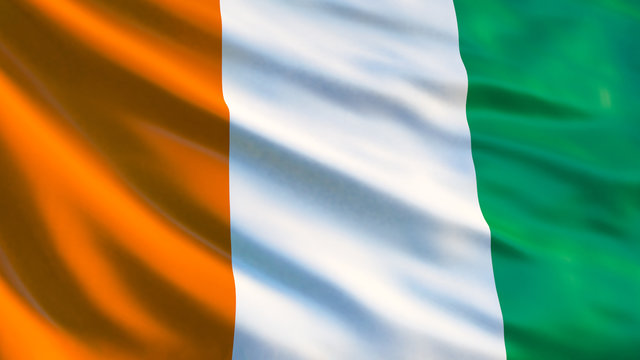 Flag of Ivory Coast, orange, white, green stripes.