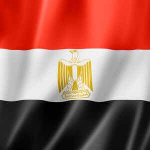 Egyptian flag with eagle emblem and stripes