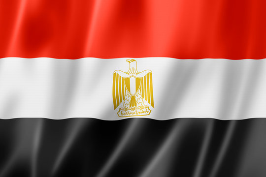 Egyptian flag with eagle emblem and stripes
