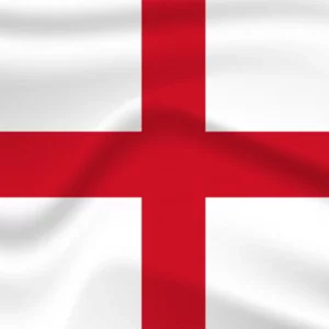 Flag of England with red cross on white background.