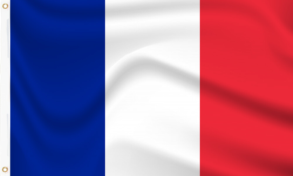 French flag with blue, white, red stripes.