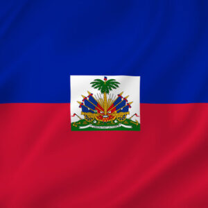 Haiti flag with blue and red stripes.