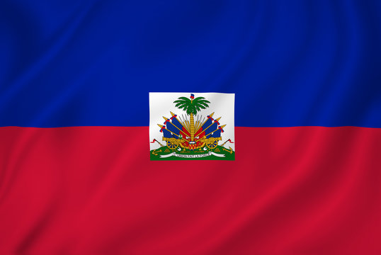 Haiti flag with blue and red stripes.