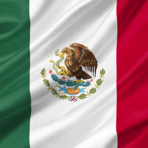 Mexican flag with eagle and snake emblem