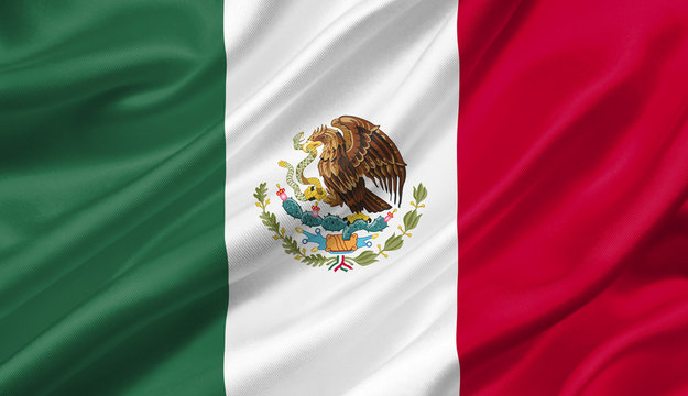 Mexican flag with eagle and snake emblem