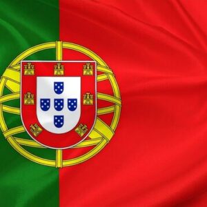 Flag of Portugal waving in the wind.