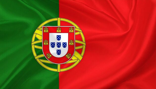 Flag of Portugal waving in the wind.