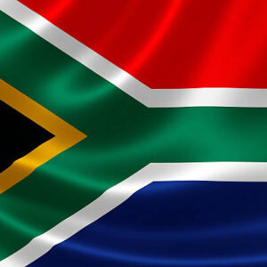 South African flag waving in the wind.