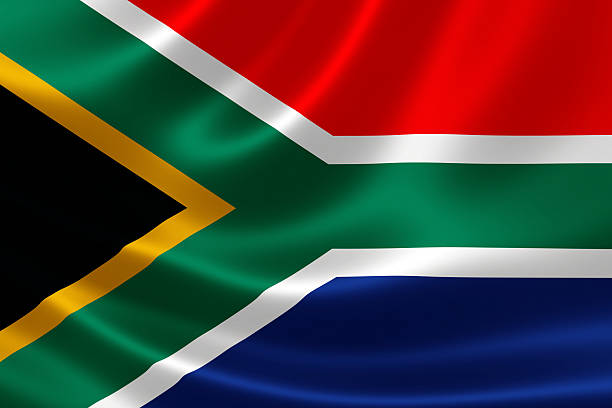 South African flag waving in the wind.