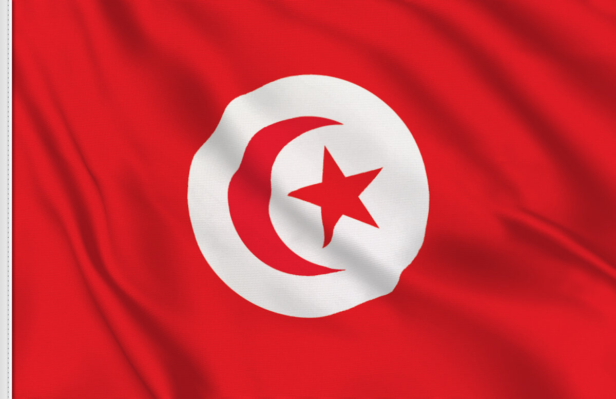 Flag of Tunisia with star and crescent