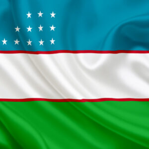 Flag of Uzbekistan with crescent and stars