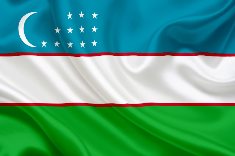 Flag of Uzbekistan with crescent and stars