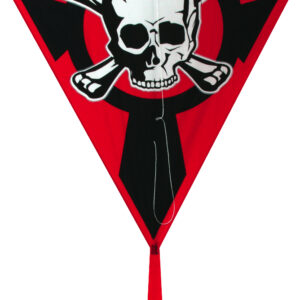 Red kite with skull and crossbones design.