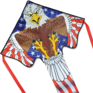American flag eagle kite with red, white, and blue design.