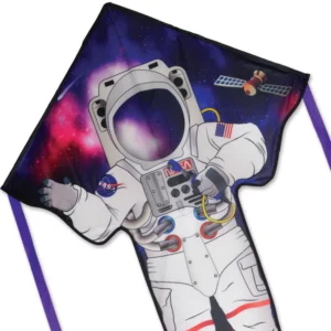 Astronaut kite with cosmic background and satellite