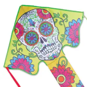 Colorful Day of the Dead skull kite design