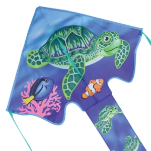 Colorful sea turtle kite with fish design