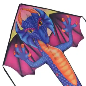 Colorful dragon kite with vibrant wings.