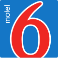 Motel 6 logo, blue and red design.