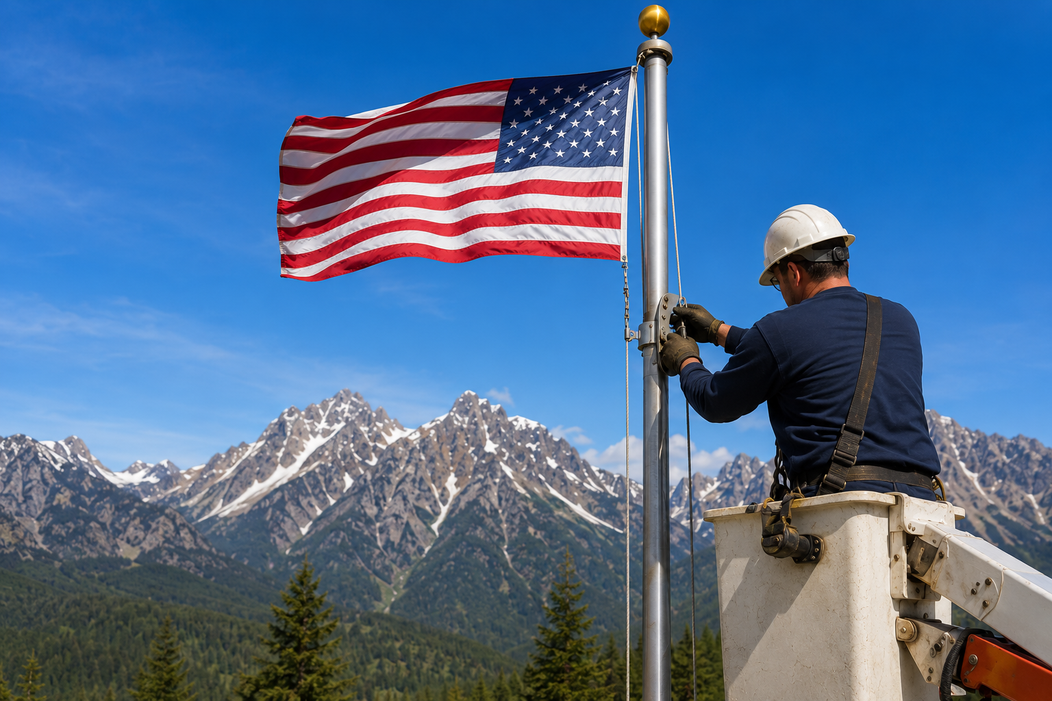 ChatGPT Image Jul 21, 2026, 04_14_46 PM Worker raising American flag against mountain backdrop